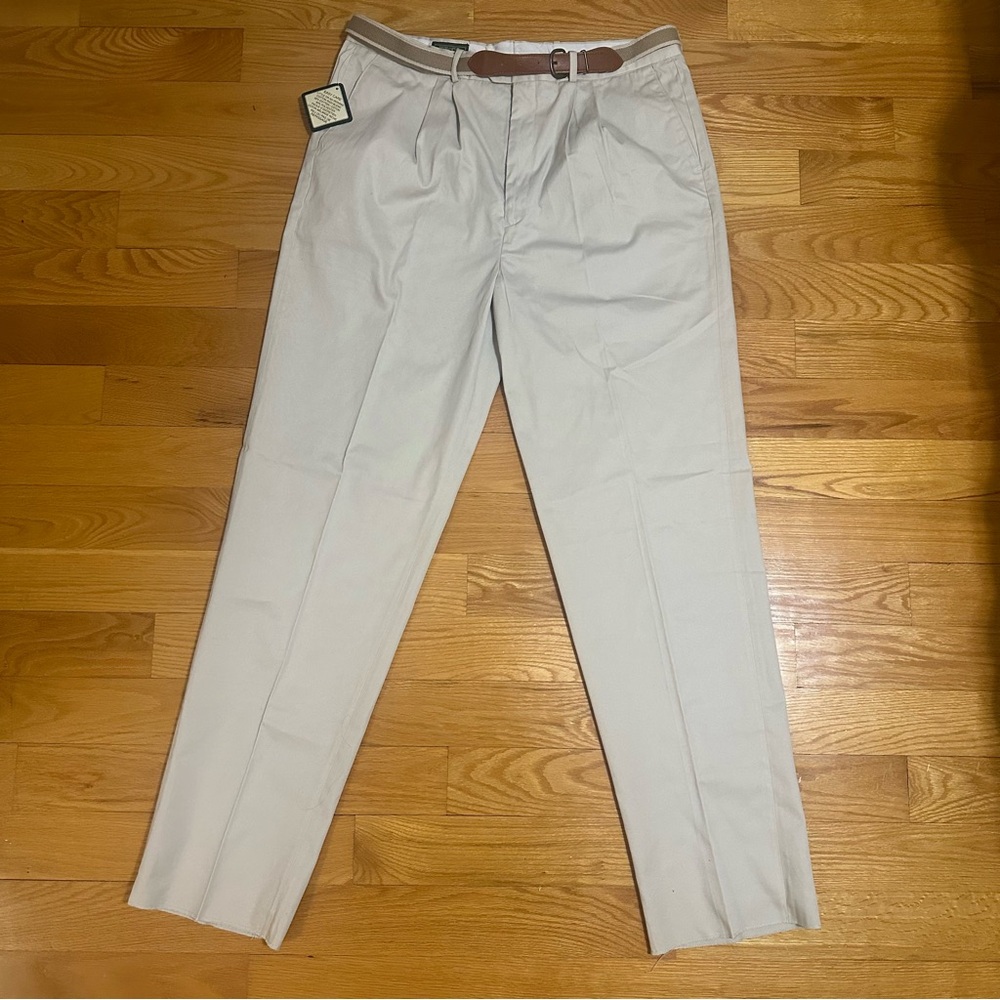 NWT Vintage Tip Top Tailor Pleated Golf Pants with Belt Cotton Blend Cream 38